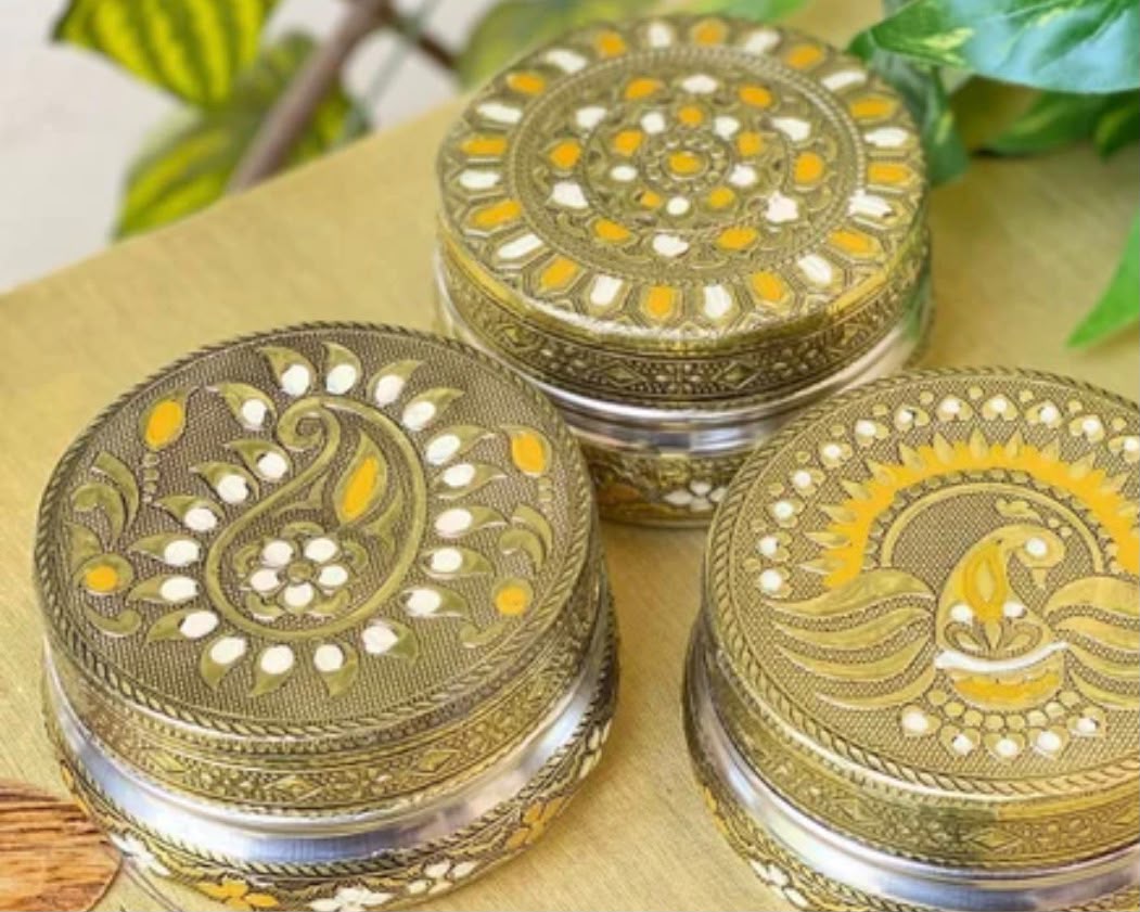 Meenakari Kumkum Box (Set of 3)