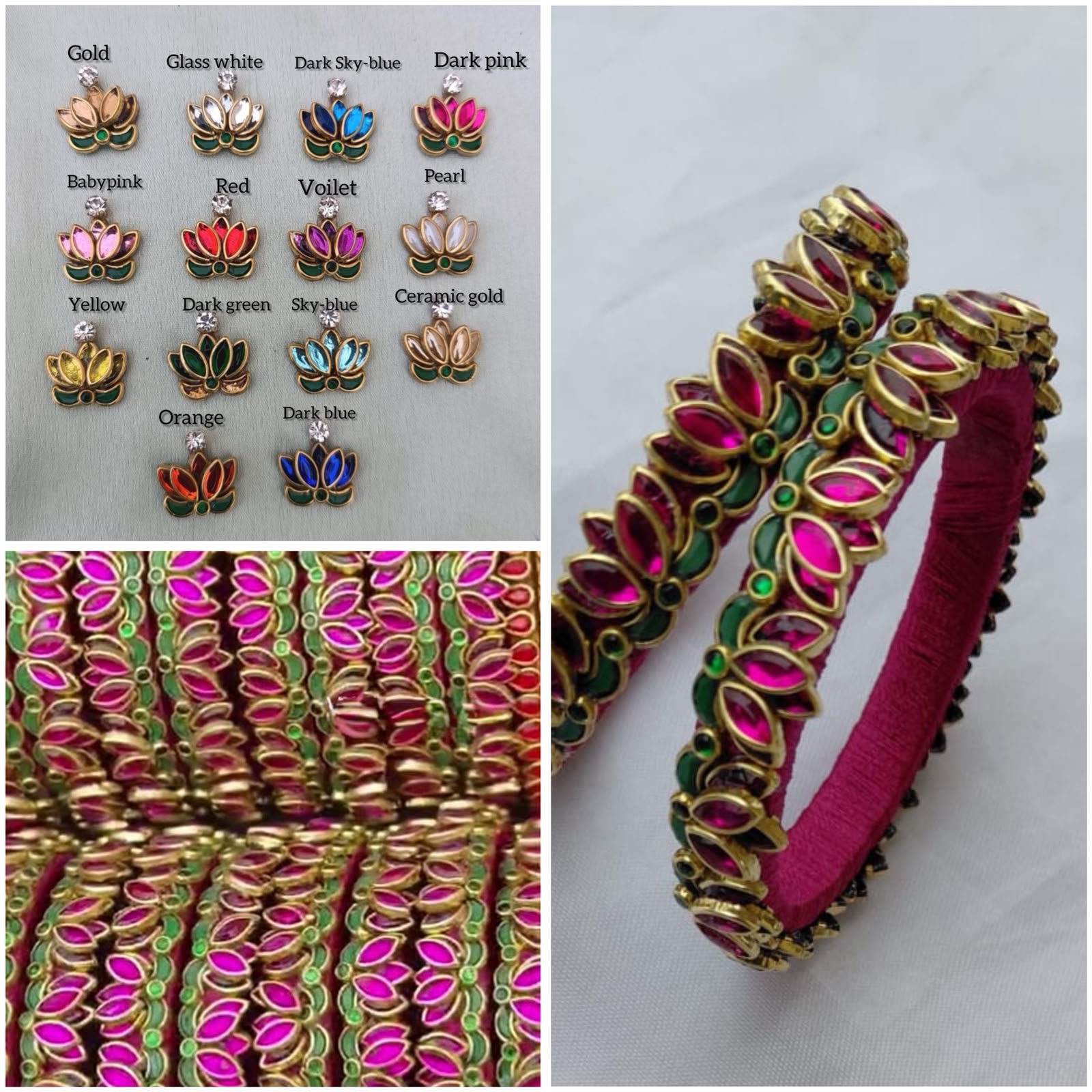 Silk Thread Kundan Bangles