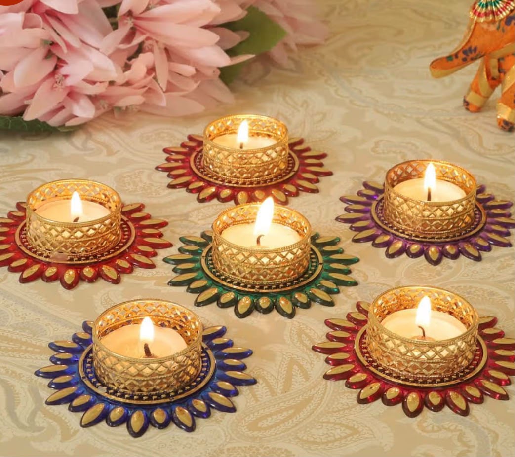 Colourful Metal Tealight Set (6 pcs)
